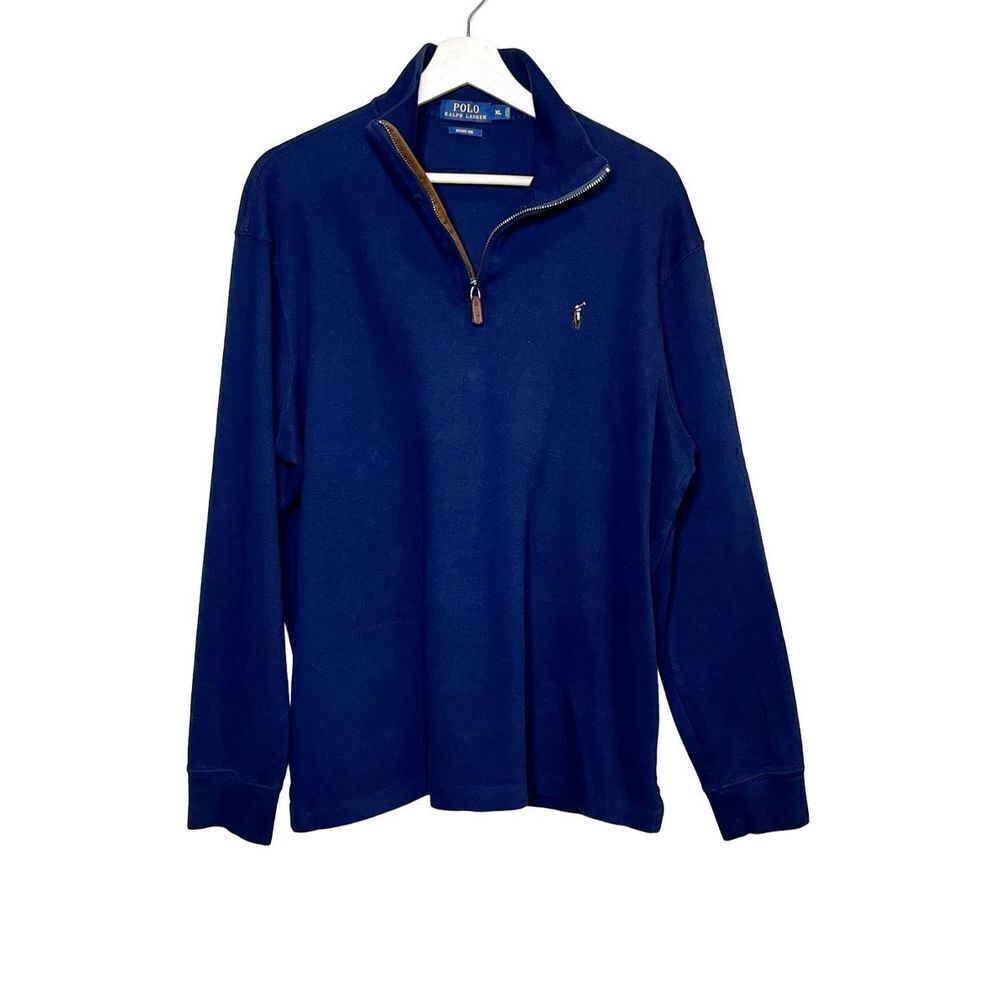 Polo Ralph Lauren navy blue 1/4 zip estate rib shirt size XL